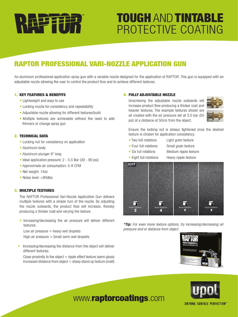 Raptor Vari-Nozzle Spray Gun Guide | PDF | Manufactured Goods