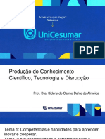 Slide Semana 1 Producao Do Conhecimento Cientifico Tecnologia e Disrupcao PDF