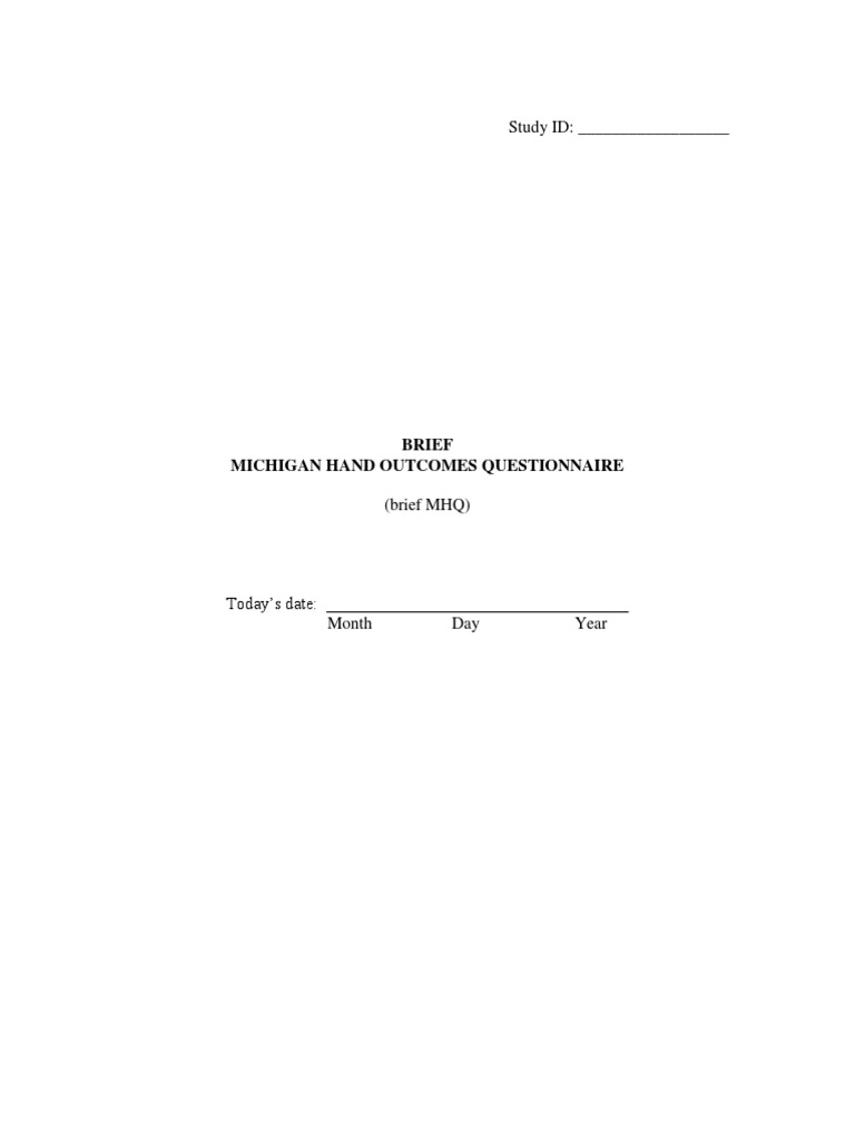 Brief Michigan Hand Questionnaire With Scoring PDF Race And