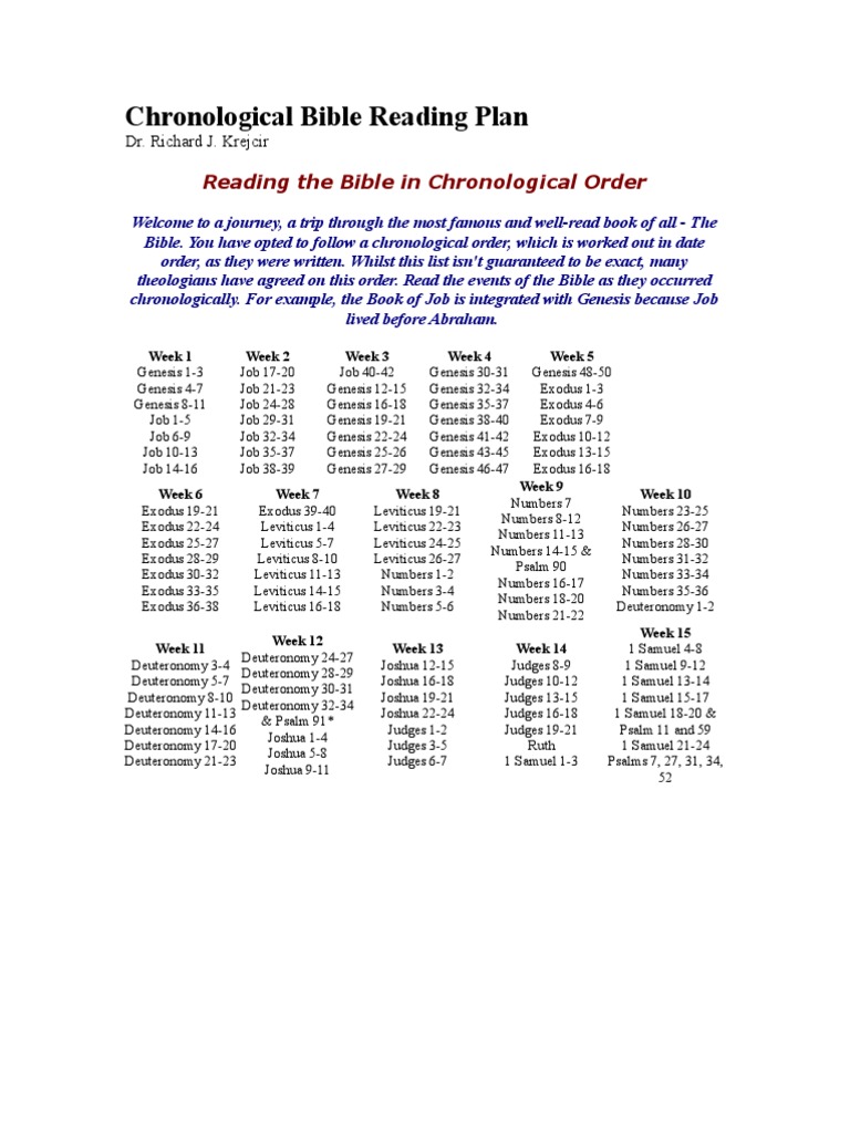 Chronological Bible Reading Plan | PDF | Book Of Judges | Book Of Genesis
