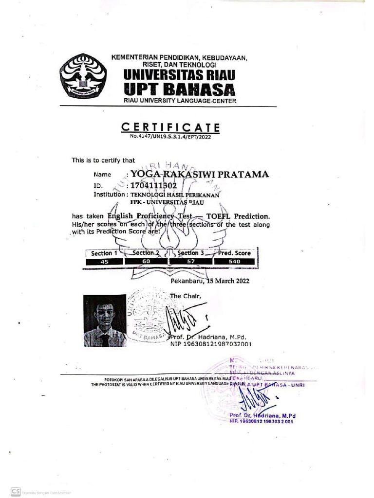 Sertifikat TOEFL | PDF