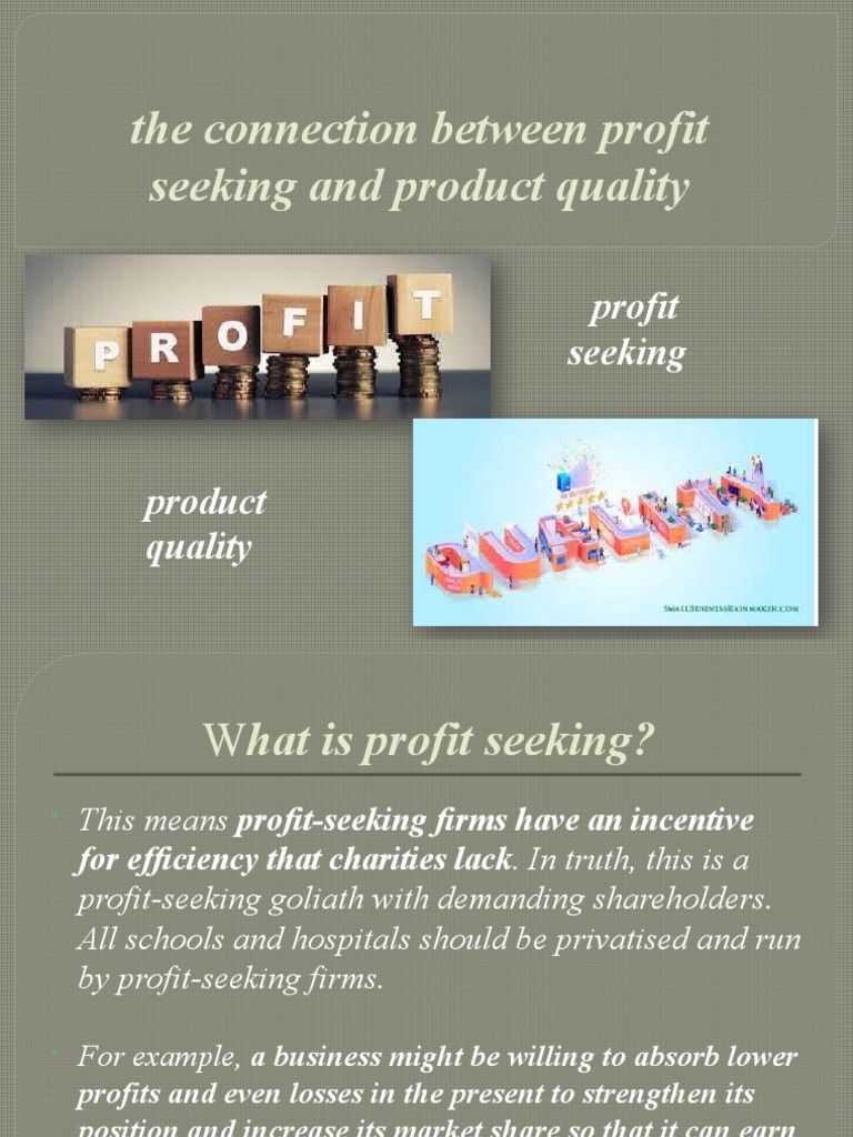 The Connection Between Profit Seeking and Product Quality PDF