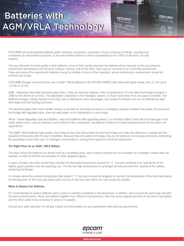 Battery AGM-VRLA Technology | PDF | Battery (Electricity ...