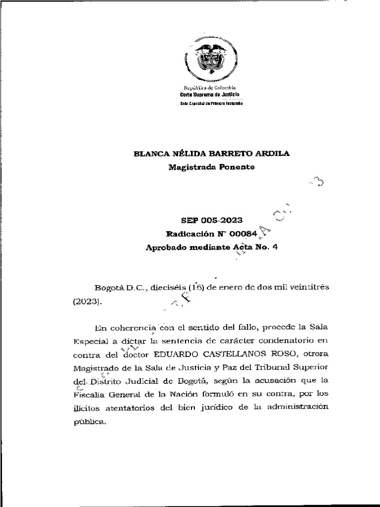 Sep 005 2023 00084 Sentencia Condenatoria 1 | PDF | Política