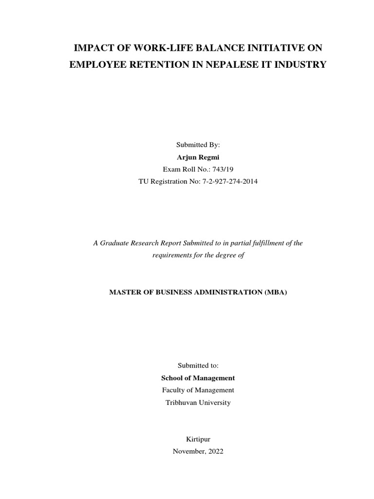 Thesis Impact of Work Life Balance Initiative On Employee Retention in ...