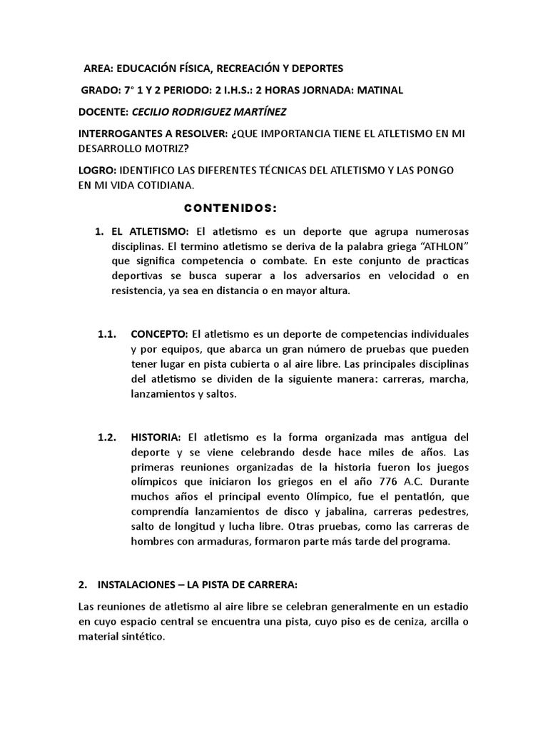 Introducción al Atletismo Escolar | PDF | Deporte del atletismo | Deportes