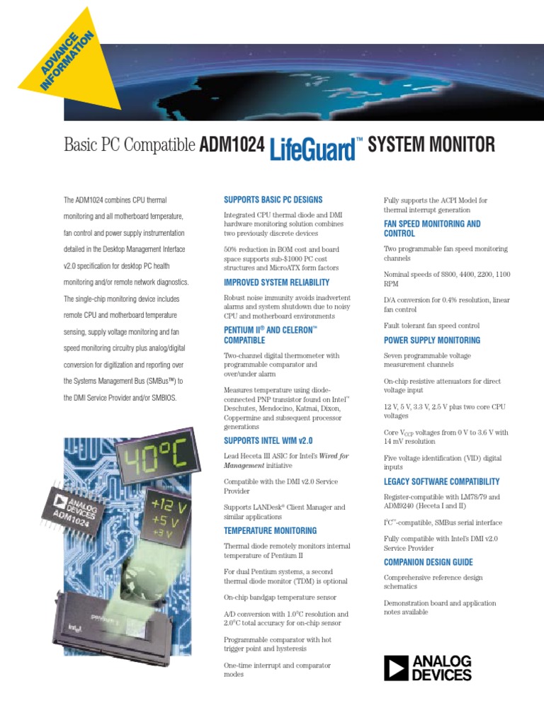 ADM1024 LifeGuard | PDF | Analog To Digital Converter | Computer ...