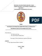 Propuesta de Norma Reglamentaria Para La Generación Distribuida Para Autoconsumo en El Perú