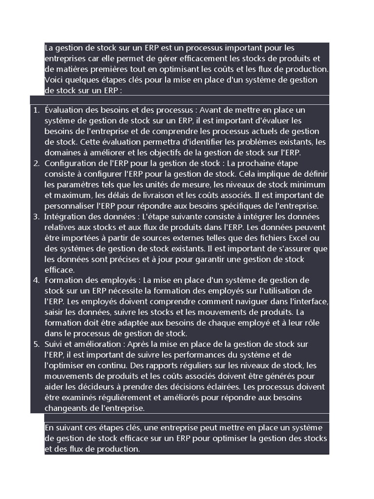 Gestion efficace des stocks ERP | PDF | Progiciel de gestion intégré ...