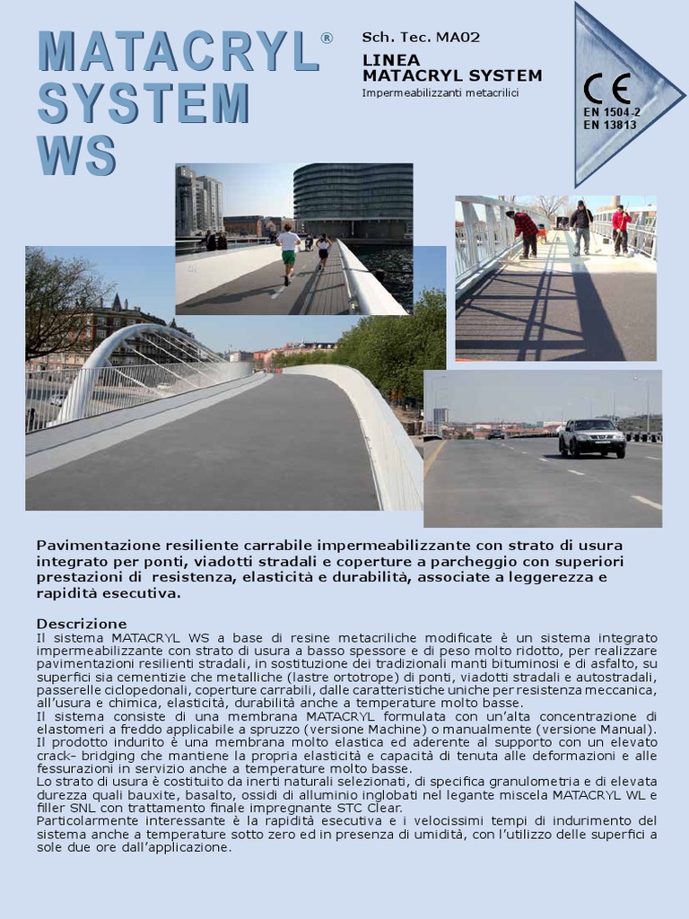 Pavimentazioni Carrabili Imper. MATACRYL SYSTEM WS Sch. Tec. MA02 | PDF
