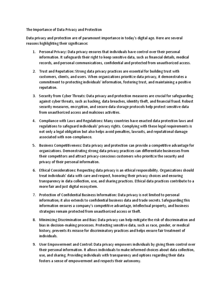 The Importance of Data Privacy and Protection | PDF | Privacy ...