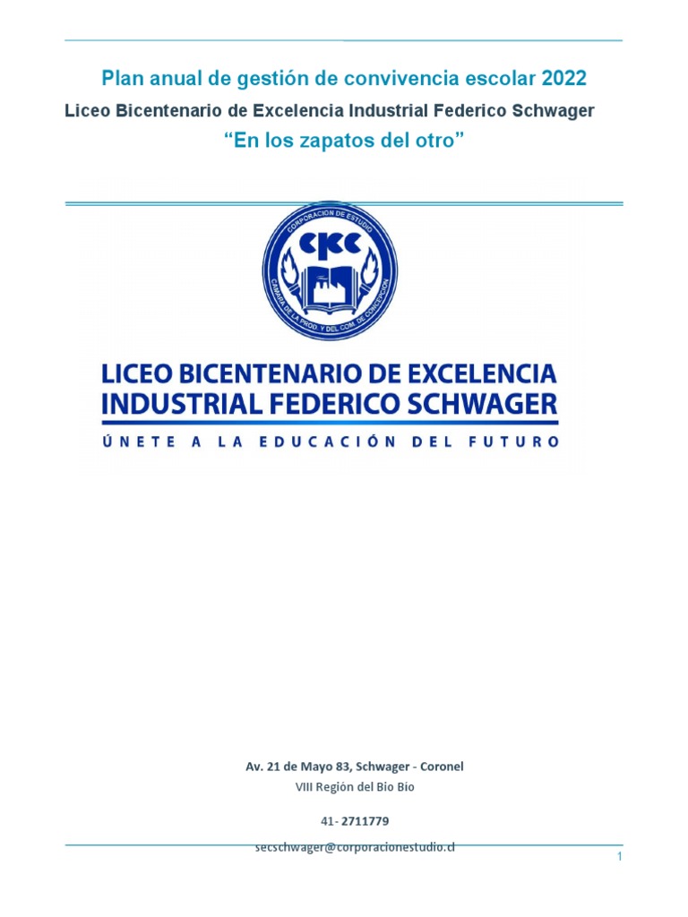 Plan Anual de Convivencia Escolar 2022 Actualizado | PDF | Internet ...