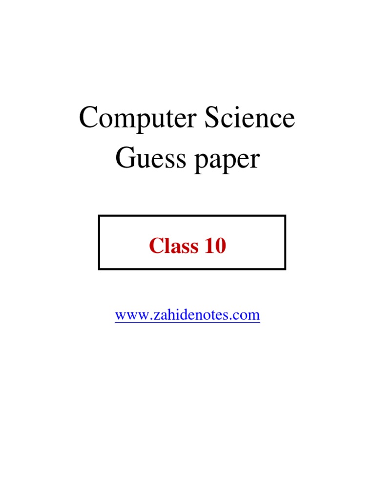 10th class computer science guess paper 2022 PDF