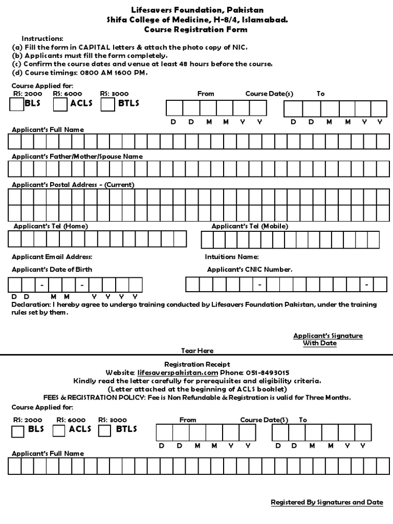 BLSACLSBTLSRegistrationForm2019 PDF Government