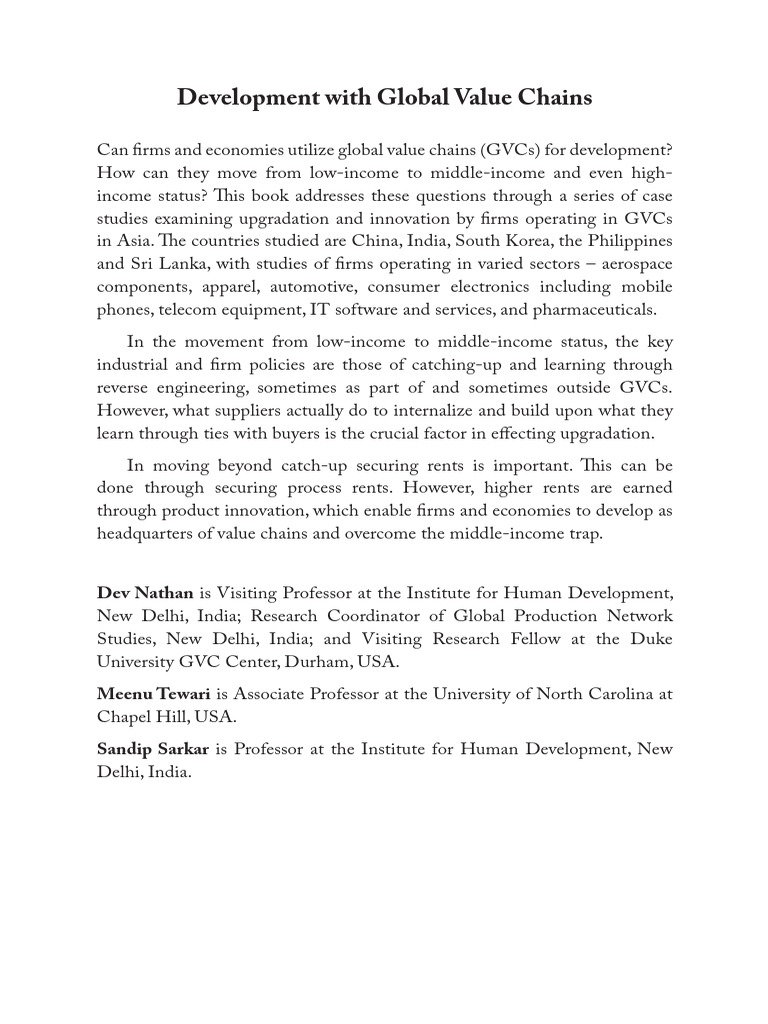 Global Value Chains and Economic Development | PDF | Supply Chain ...