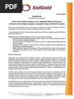 Solgold PLC Ni 43-101 Technical Report On An Updated Mineral Resource Estimate For The Alpala Deposit, Cascabel Project, Northern Ecuador