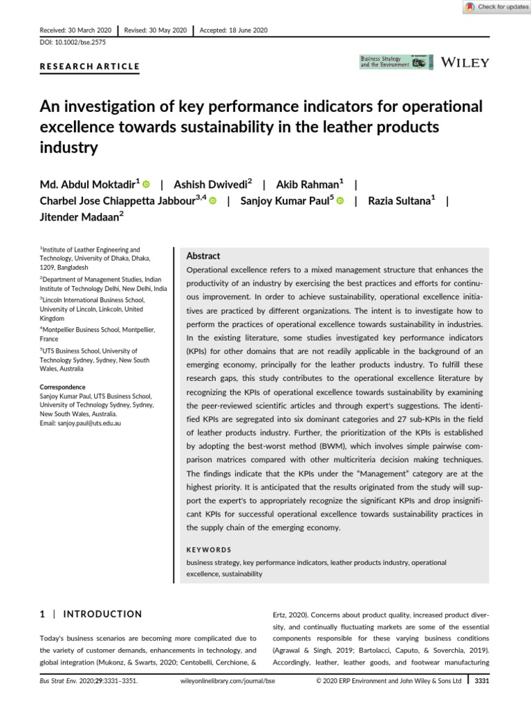 KPIs for Sustainable Leather Industry Excellence | PDF | Performance ...