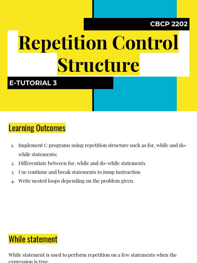 CBCP2202 E-Tutorial 3 Repetition Control Structure | PDF | Computer ...