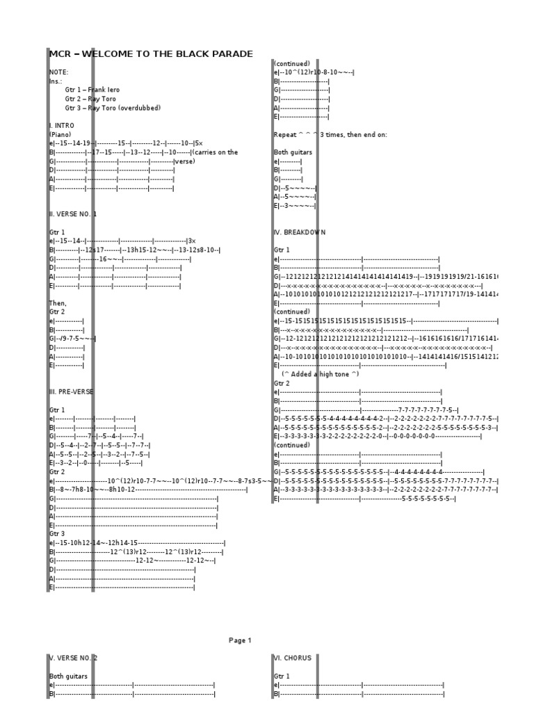 Tab Ver 1 | PDF | Song Structure | Music Theory