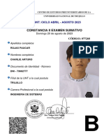 Constancia Ii Examen Sumativo: Cepunt: Ciclo Abril - Agosto 2023