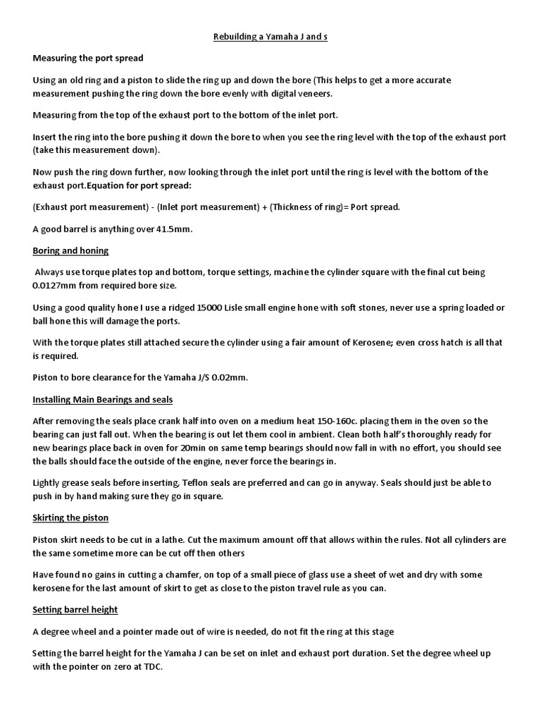 Rebuilding Yamaha | PDF | Piston | Ignition System