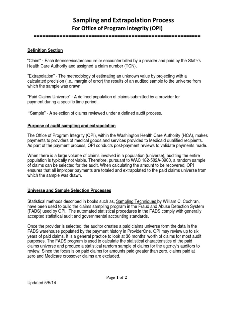 Sampling Extrapolation Process | PDF | Sampling (Statistics) | Audit