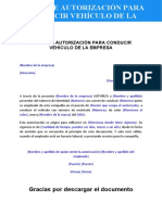 Carta de Autorizacion para Conducir Vehiculo de La Empresa