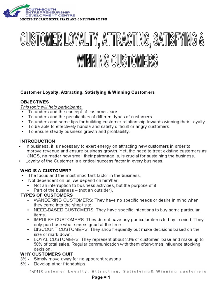 Customer Loyalty and Satisfaction Strategies | PDF | Customer ...