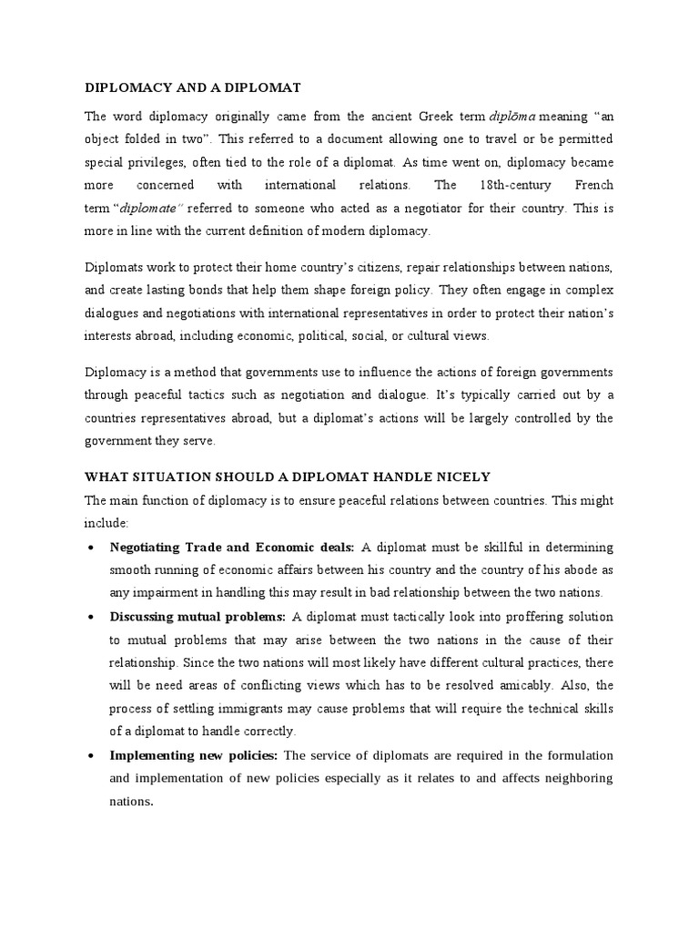 Diplomacy And A Diplomat Download Free Pdf Diplomacy Diplomat