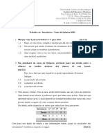 Trabalho de Estatística - Curso de Quimica - 2023