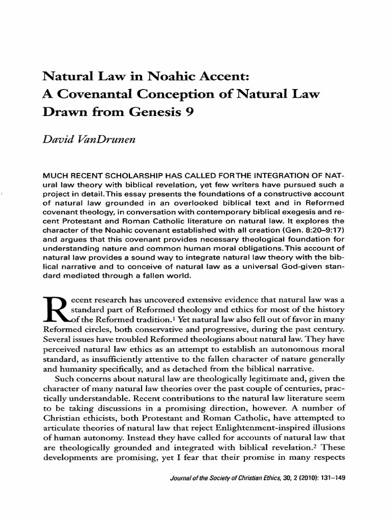 18Natural Law in Noahic Accent A Covenantal Conception of Natural Law