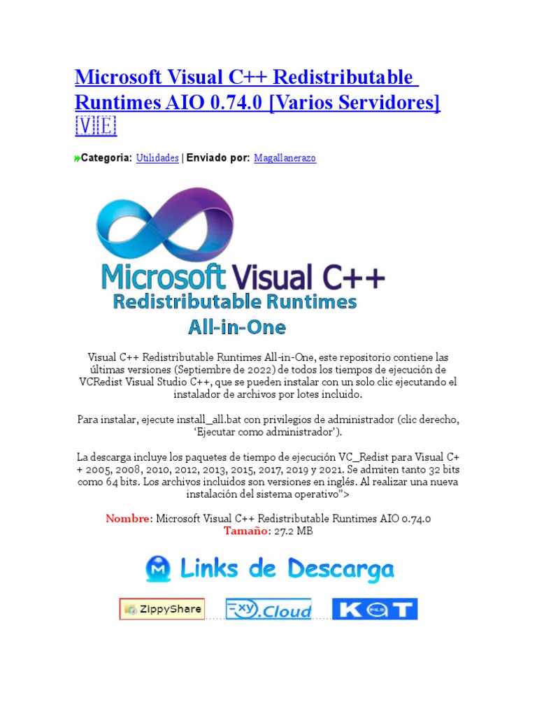Microsoft visual c redistributable runtimes aio 0 74 0 varios