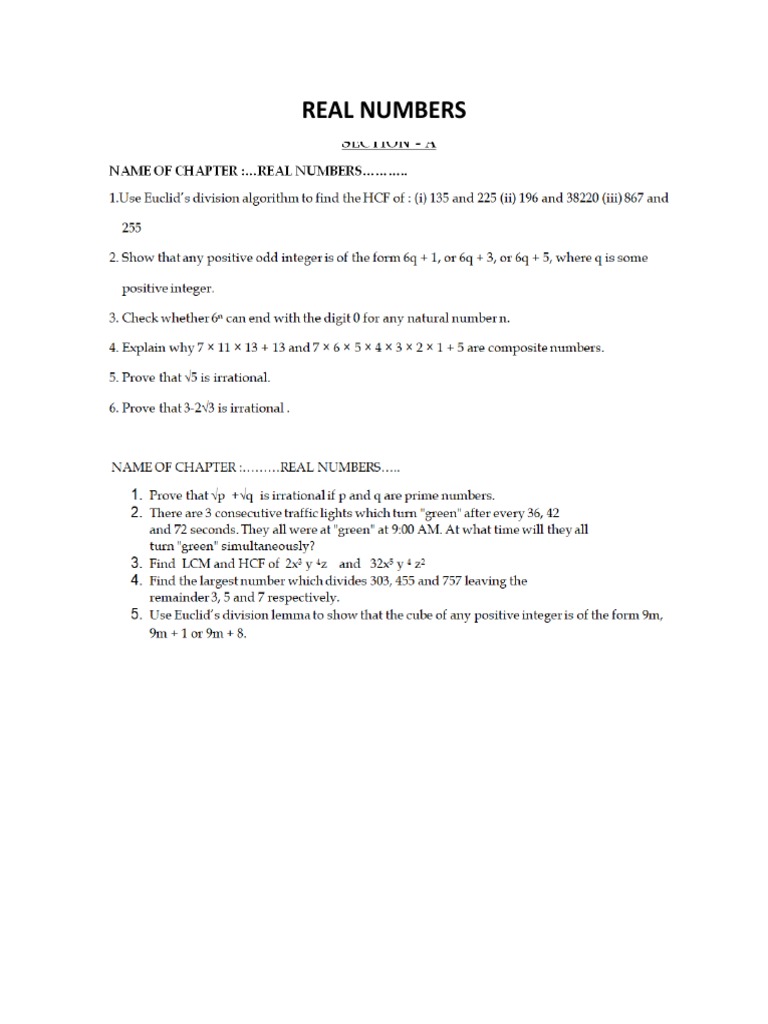 Real Numbers | PDF