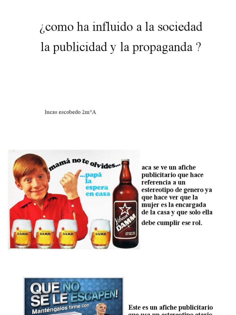 ¿Como Ha Influido A La Sociedad La Publicidad y La Propaganda | PDF ...