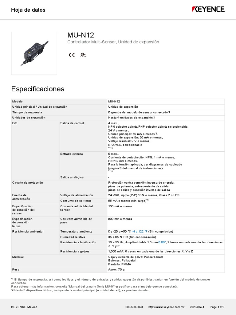 Controlador Multi-Sensor MU-N12 | PDF | voltaje | Ingenieria Eléctrica