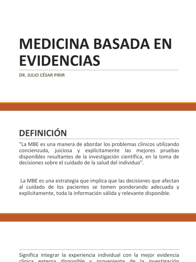 Medicina Basada en Evidencias: Definición y Proceso | PDF | Evidencia ...