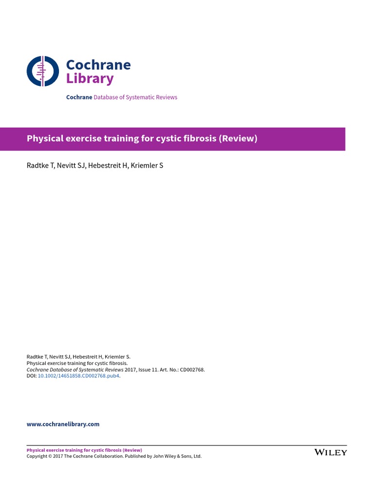 Physical Exercise Training for Cystic Fibrosis PDF