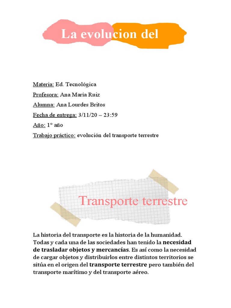 La evolucion del transporte 1.1 | PDF | Transporte de tierra | Transporte