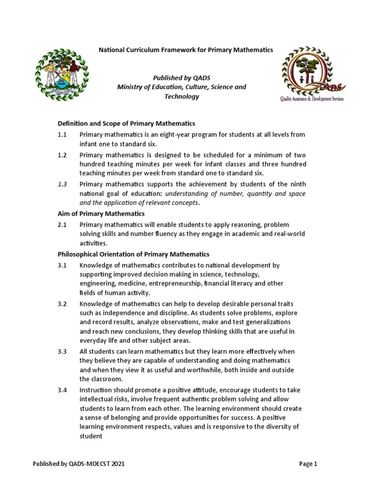 Revised Math Curriculum 2021 Pdf Percentage Triangle