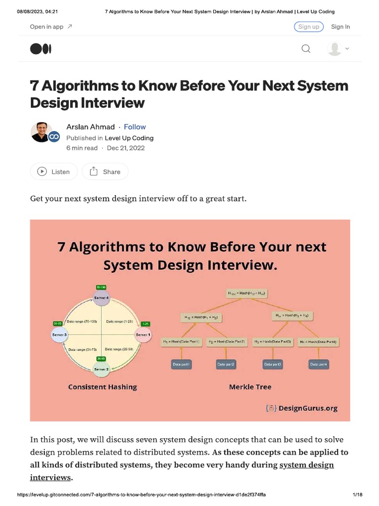 7 Algorithms to Know Before Your Next System Design Interview | PDF
