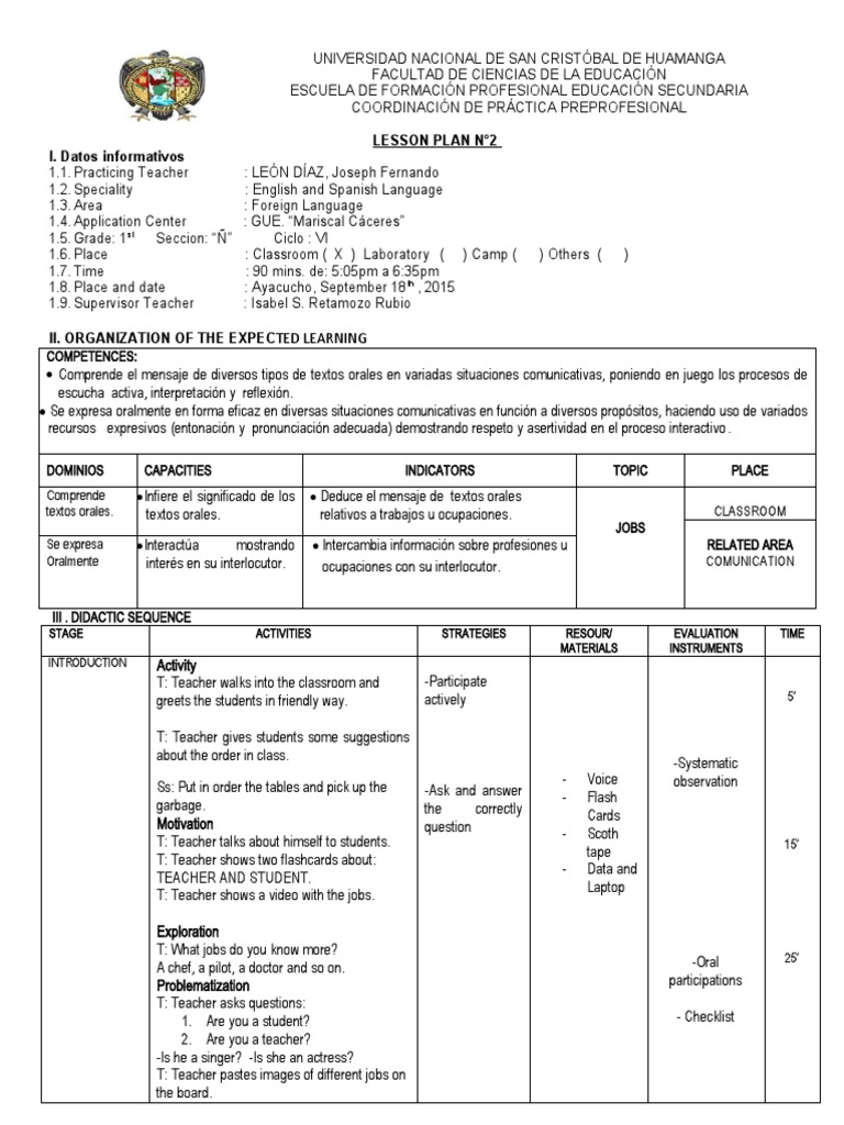 Lesson Plan 2 Jobs Pdf