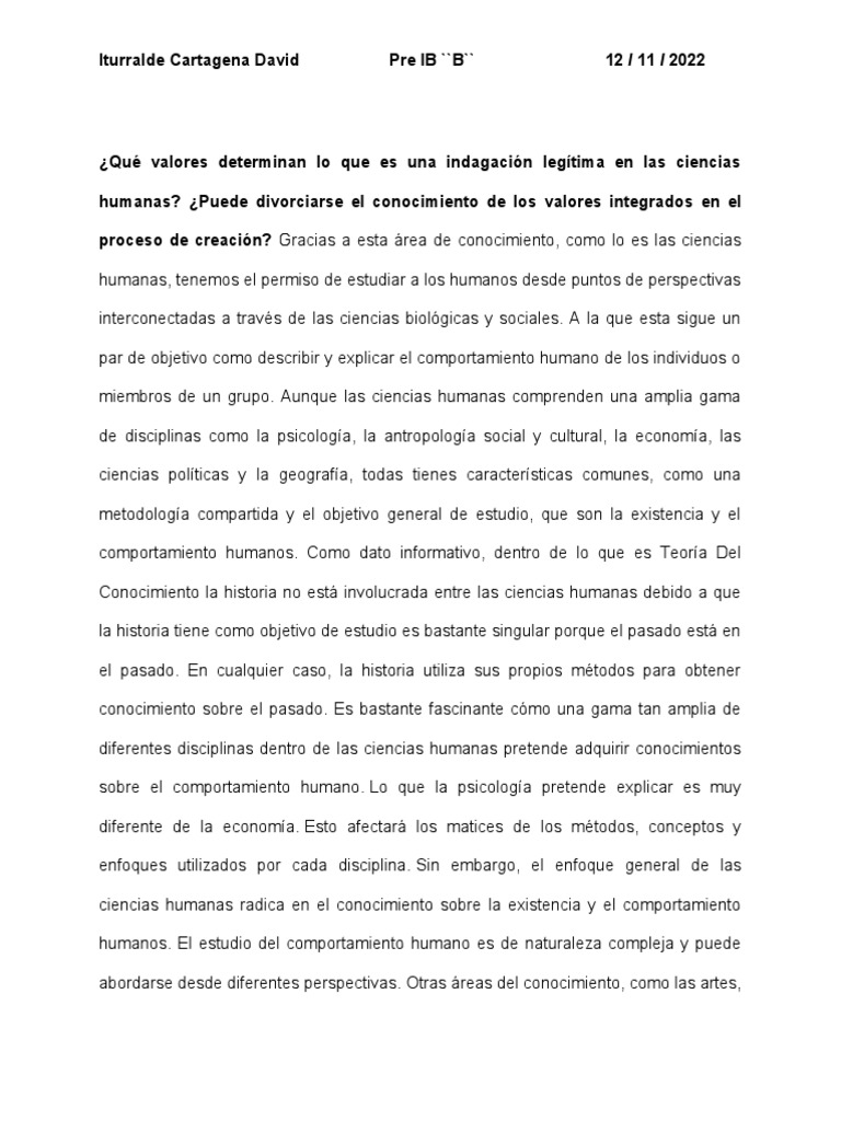 Valores y Métodos en Ciencias Humanas | PDF