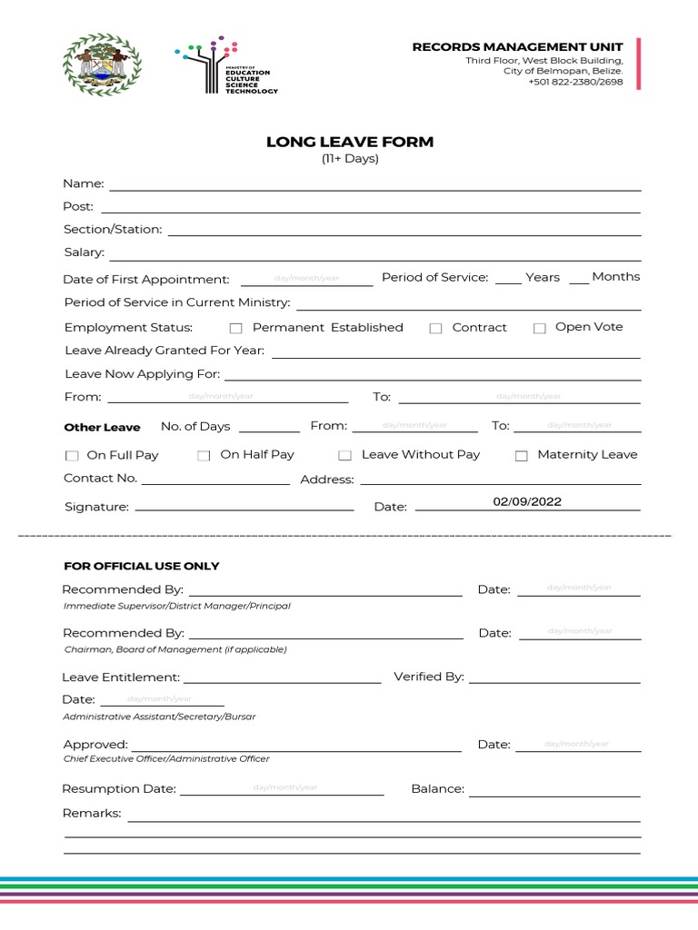 Long Leave Application Form for Educators | PDF