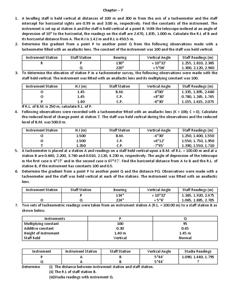 Tacheometry and Curve Calculations | PDF | Teaching Methods & Materials ...