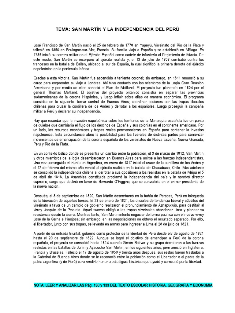 San Martín y la Independencia del Perú | PDF | Operaciones militares ...