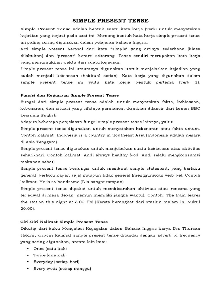 Panduan Lengkap Simple Present Tense | PDF