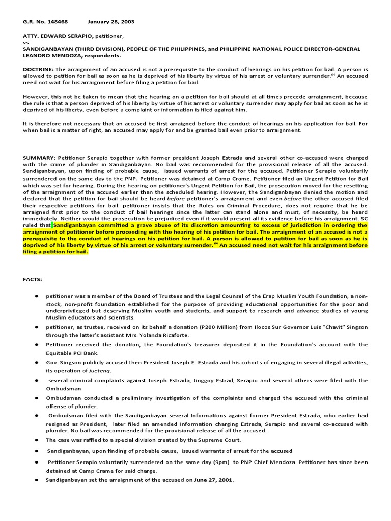 Serapio v sandiganbayan 396 scra 443 2003 pdf bail habeas corpus