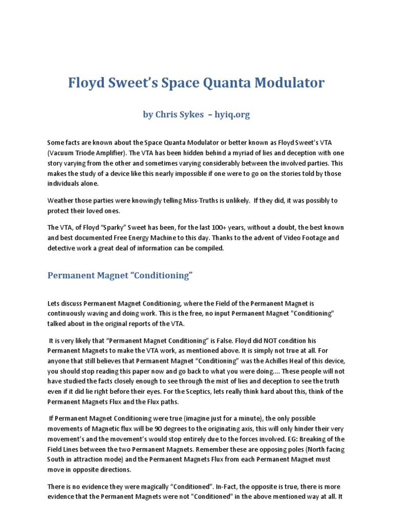 Floyd Sweet's Space Quanta Modulator-Floyd Sweet's VTA - by Hyiq | PDF ...