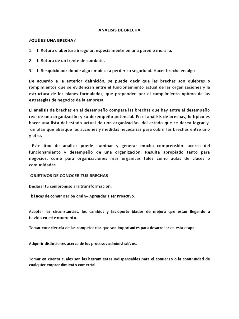 Analisis de Brecha | PDF | Business | Evaluación