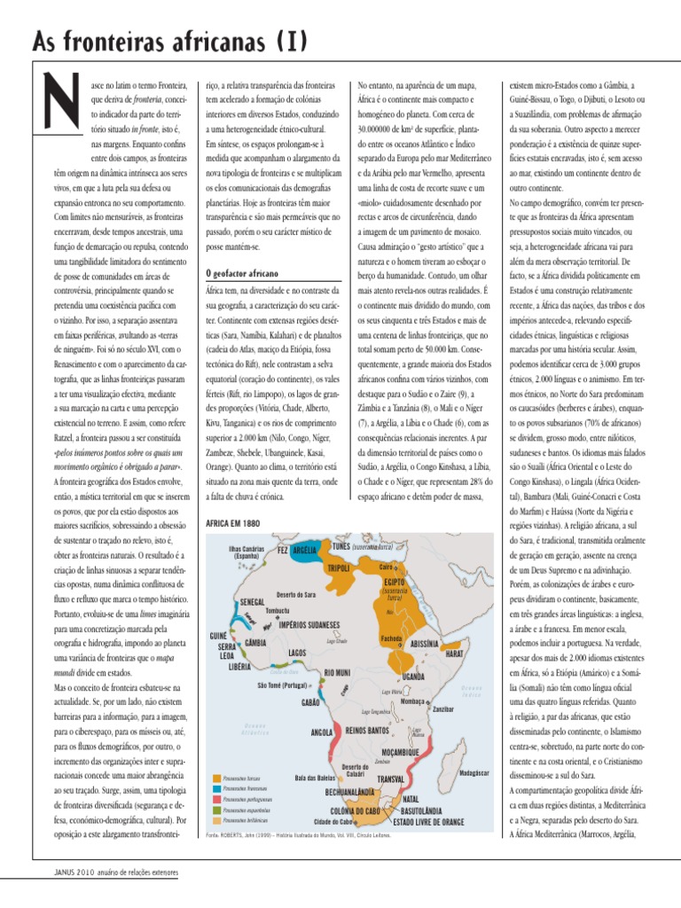 As Fronteiras Africanas (I) : O Geofactor Africano | PDF | África | Europa